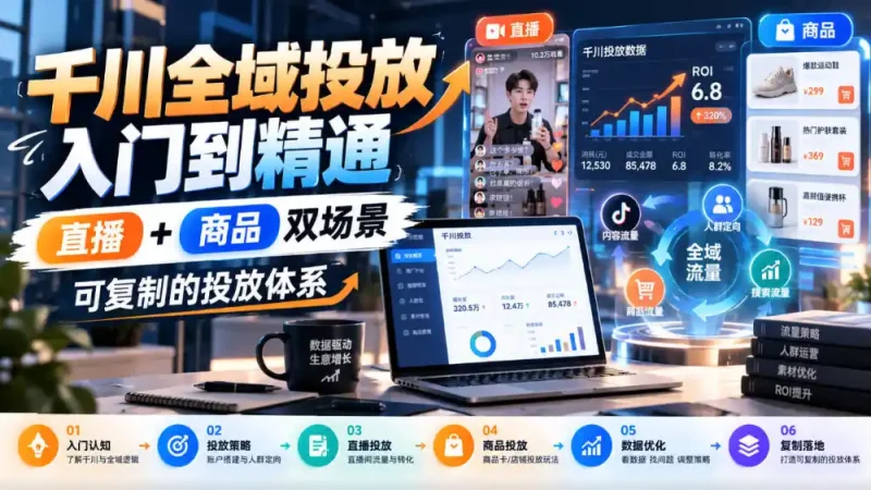 千川全域投放入门到精通，直播+商品双场景，可复制的投放体系-大伟资源网