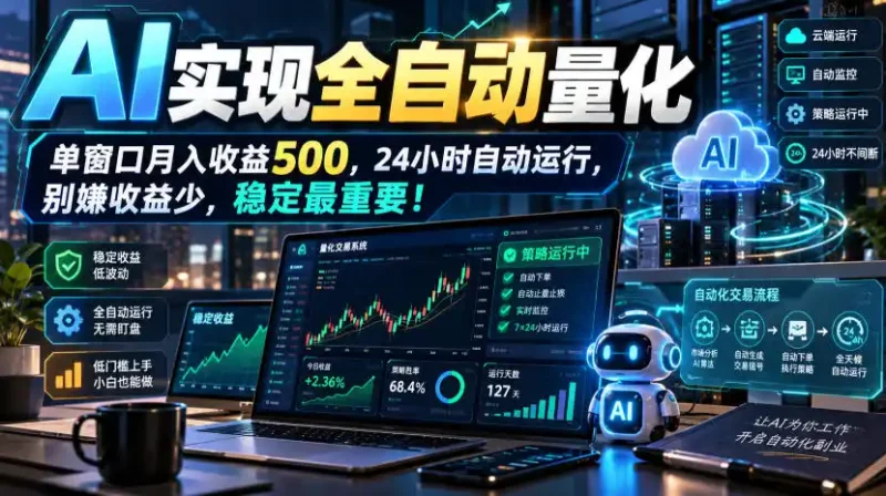 AI全自动量化项目，长期稳定可落地，0门槛躺赚稳定项目！-大伟资源网