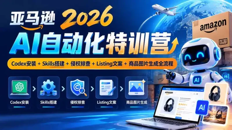 亚马逊2026AI自动化-10月特训营：Codex安装+Skills搭建+侵权排查+Listing文案+商品图片生成全流程-大伟资源网