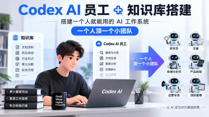 Codex AI员工+知识库搭建，搭建一个人就能用的AI工作系统，一个人顶一个小团队-大伟资源网