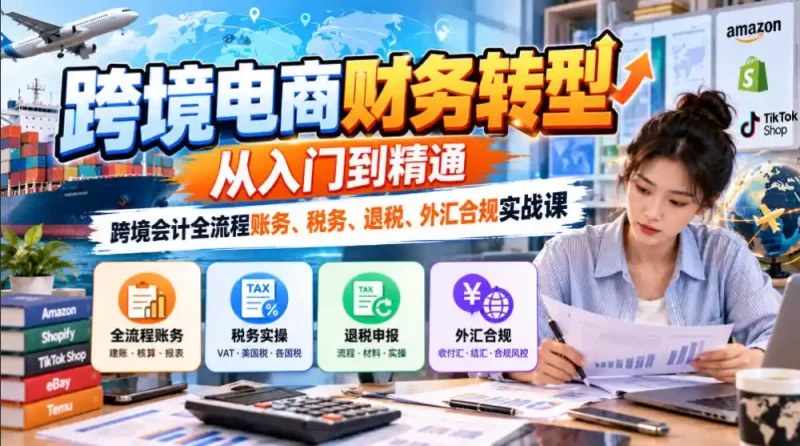 跨境电商财务转型：从入门到精通｜跨境会计全流程账务、税务、退税、外汇合规实战课-大伟资源网
