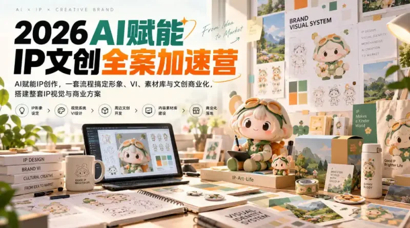2026AI赋能ip文创全案加速营，AI赋能IP创作，一套流程搞定形象、VI、素材库与文创商业化，搭建整套IP视觉与商业方案-大伟资源网