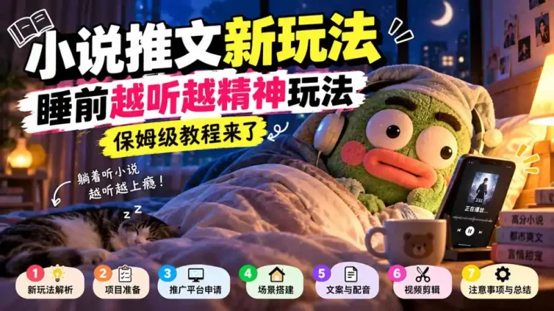 小说推文新玩法，睡前越听越精神玩法，保姆级教程来了-大伟资源网