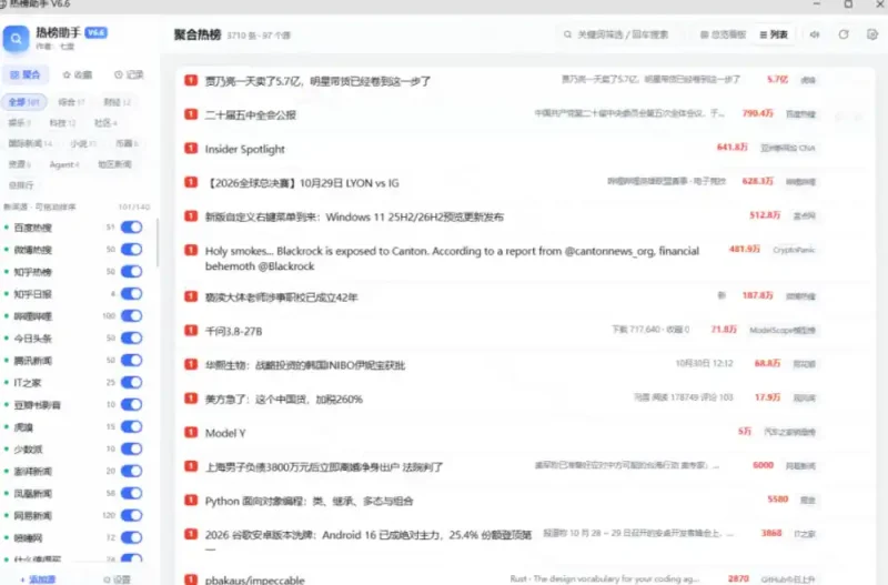 群友做了个非常不错的热点汇总工具！自媒体达人必备，聚合70+热榜信息，简约美观rebang-helper-大伟资源网
