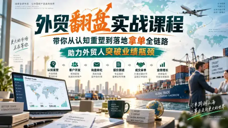 外贸翻盘实战课程，带你从认知重塑到落地拿单全链路，助力外贸人突破业绩瓶颈-大伟资源网