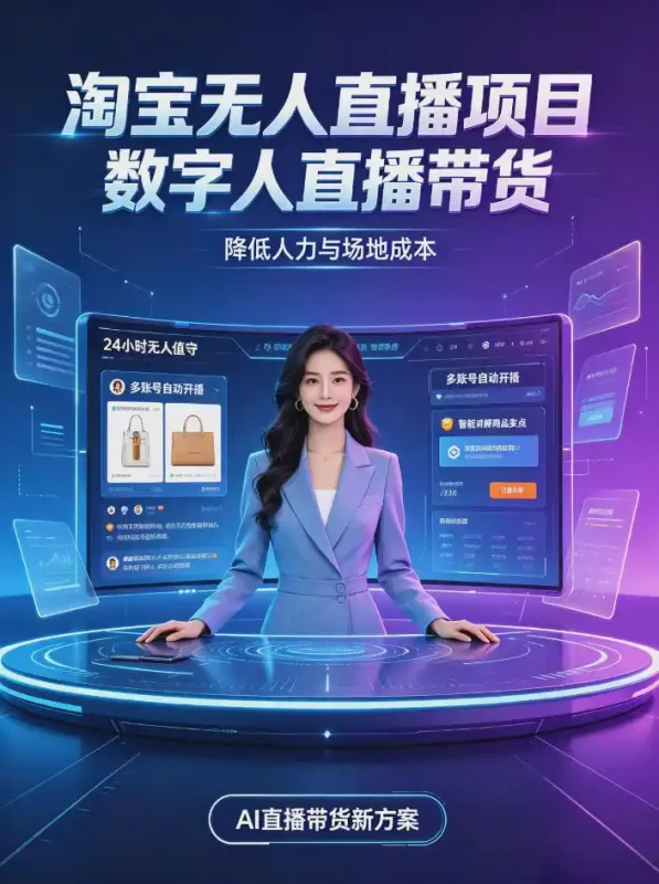 淘宝AI无人直播带货，24小时自动开播低门槛副业，无需真人长时间出镜，持续引流出单【揭秘】-大伟资源网