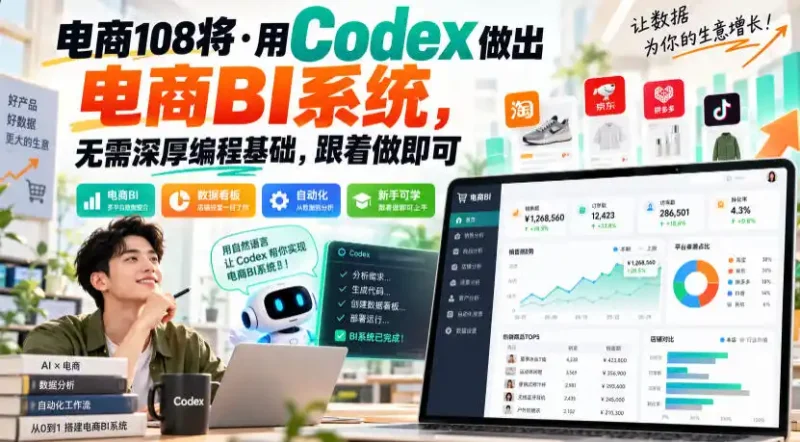 电商108将·用Codex做出电商BI系统，无需深厚编程基础，跟着做即可(更新1026)-大伟资源网