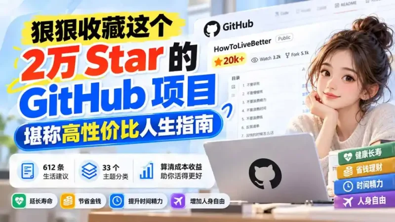 狠狠收藏这个 2 万 Star 的 GitHub 项目，堪称高性价比人生指南。-大伟资源网