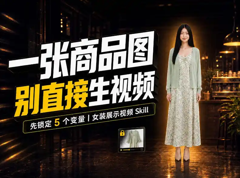 女装AI视频总翻车？问题不在提示词，女装展示视频Skill先锁定5个变量！-大伟资源网