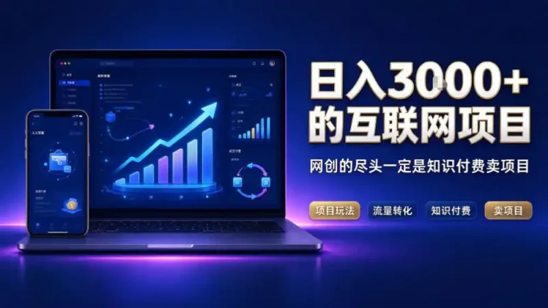 日入3k+的互联网项目，网红的尽头是带货，网创的尽头一定是知识付费卖项目【揭秘】-大伟资源网