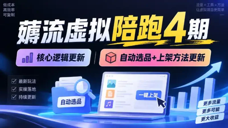 薅流虚拟陪跑4期丨核心逻辑更新丨自动选品+上架方法更新(10月25更新插件玩法和低价玩法)-大伟资源网