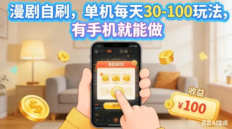 漫剧自刷，单机每天30-100玩法，有手机就能做，可矩阵操作放大收益【揭秘】-大伟资源网