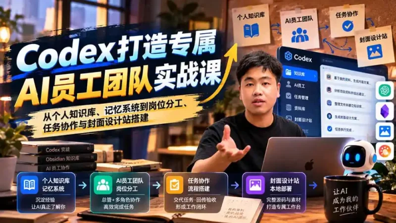 【无水印】Codex打造专属AI员工团队实战课：从个人知识库、记忆系统到岗位分工、任务协作与封面设计站搭建-大伟资源网