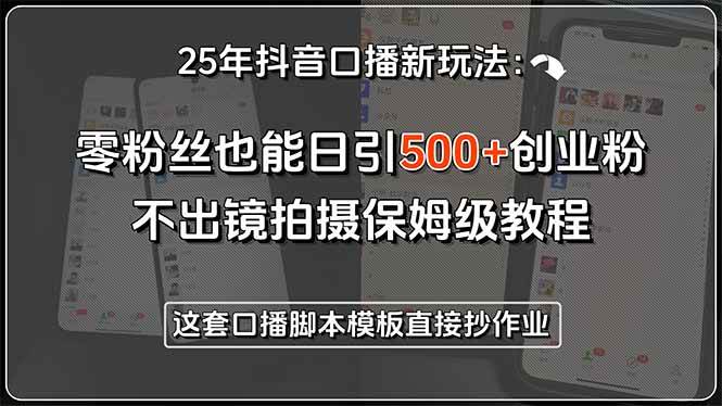 （15384期）25年抖音口播新玩法：零粉丝也能日引500+创业粉，不出镜拍摄保姆级教程…-大伟资源网