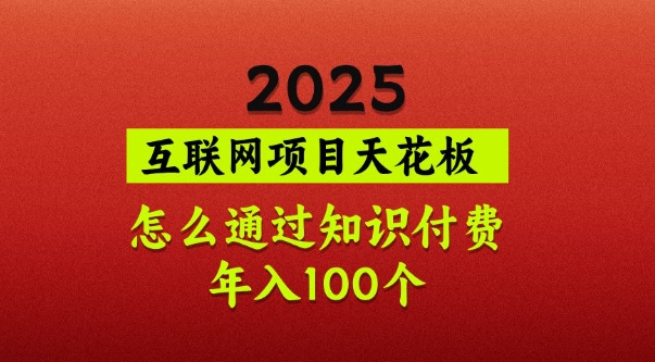 2025项目天花板，普通怎么通过知识付费翻身，年入百个【揭秘】-大伟资源网