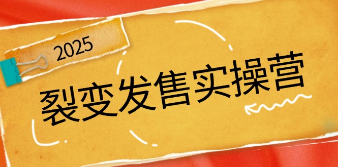 裂变发售实操营，全景解析裂变逻辑，打造动销新玩法，助力私域流量引爆-大伟资源网