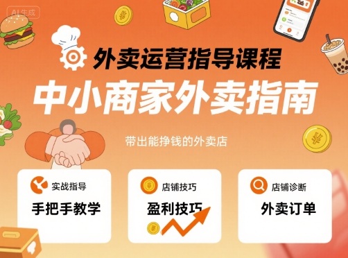外卖运营指导课程，中小商家外卖指南，手把手带出能挣钱的外卖店-大伟资源网