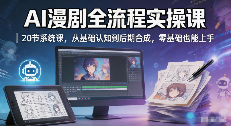 AI漫剧全流程实操课｜20节系统课，从基础认知到后期合成，零基础也能上手-大伟资源网