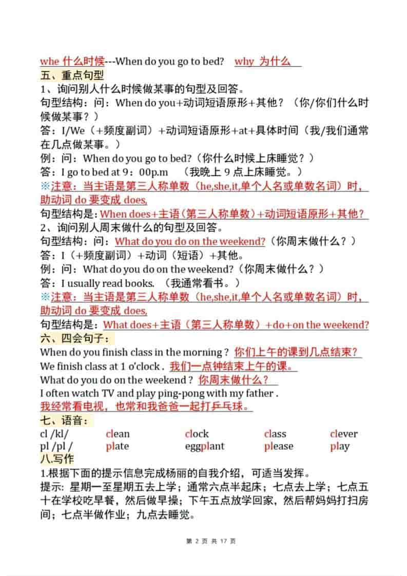 五年级下英语全册知识点汇总《人教版PEP》-大伟资源网