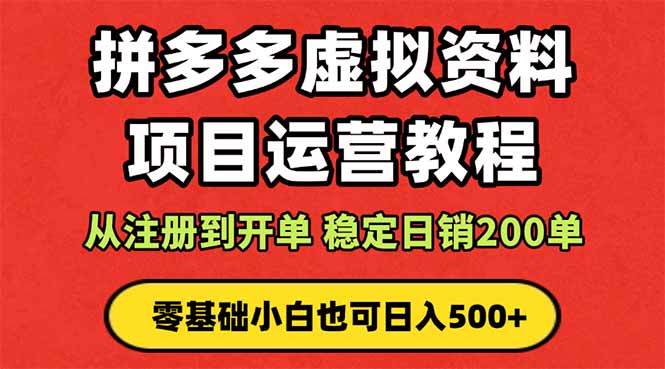 拼多多开店运营课程： 蓝海变现玩法，轻松实现睡后收入 零基础小白也可…-大伟资源网