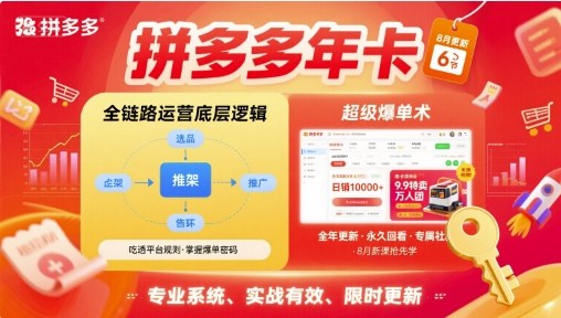 拼多多年卡，拼多多全链路运营底层逻辑，超级爆单术【更新10月】-大伟资源网