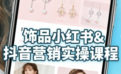 抖音+小红书饰品卖货：货源、开店、内容全教会，让新手快速掌握饰品线上营销全流程，轻松开启变现路-大伟资源网