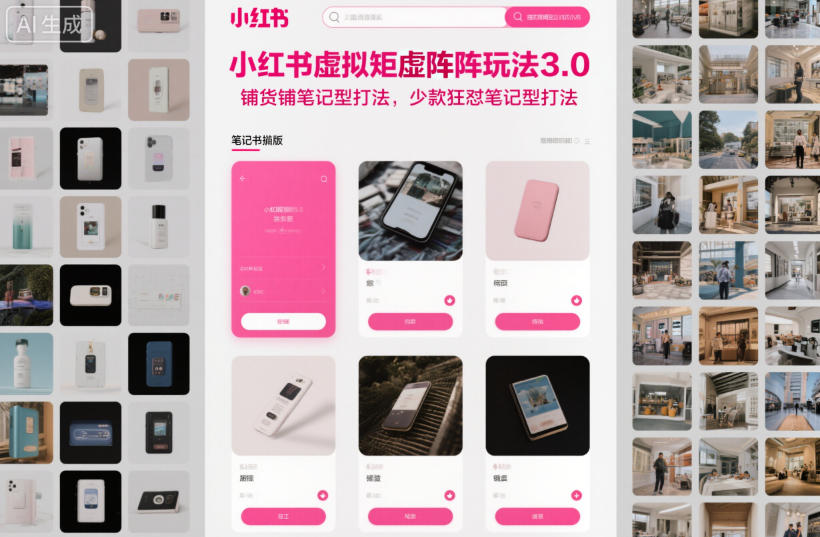 小红书虚拟矩阵玩法3.0，铺货铺笔记型打法，少款狂怼笔记型打法-大伟资源网