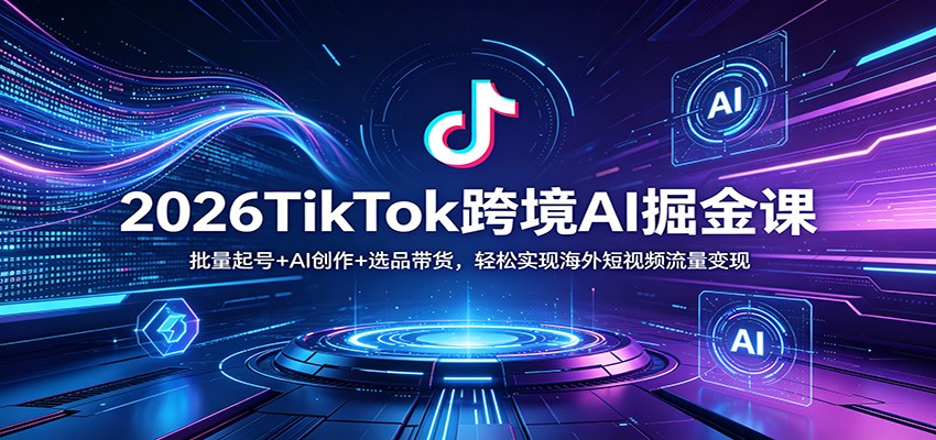 2026TikTok跨境AI掘金课：批量起号+AI创作+选品带货，轻松实现海外短视频流量变现-大伟资源网