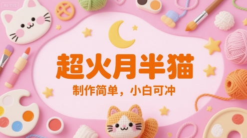 超火月半猫，制作简单，小白可冲-大伟资源网