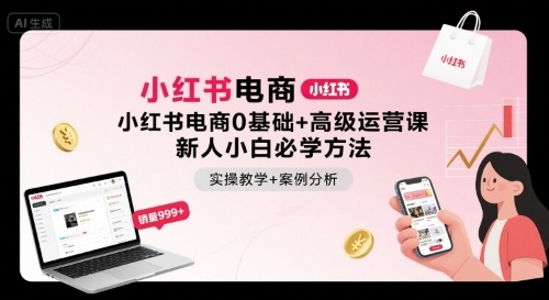 小红书电商0基础+高级运营课，新人小白必学方法，实操教学+案例分析-大伟资源网