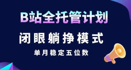 【B站全托管计划】闭眼躺挣模式，单月稳定五位数【揭秘】-大伟资源网