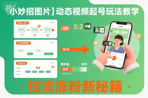 小妙招图片＋动态视频起号玩法教学，拉流涨粉新秘籍-大伟资源网