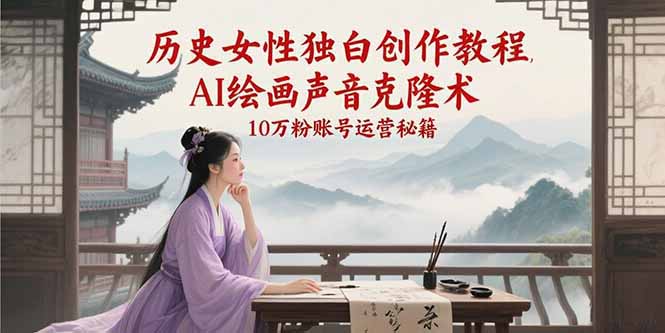 （15186期）历史女性独白创作教程，AI绘画声音克隆术，10万粉账号运营秘籍-大伟资源网