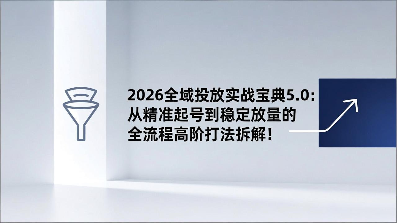 2026全域投放实战宝典5.0：从精准起号到稳定放量的全流程高阶打法拆解！-大伟资源网