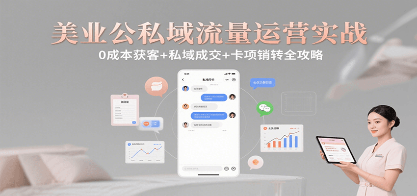美业公私域流量运营实战：0成本获客+私域成交+卡项销转全攻略-大伟资源网