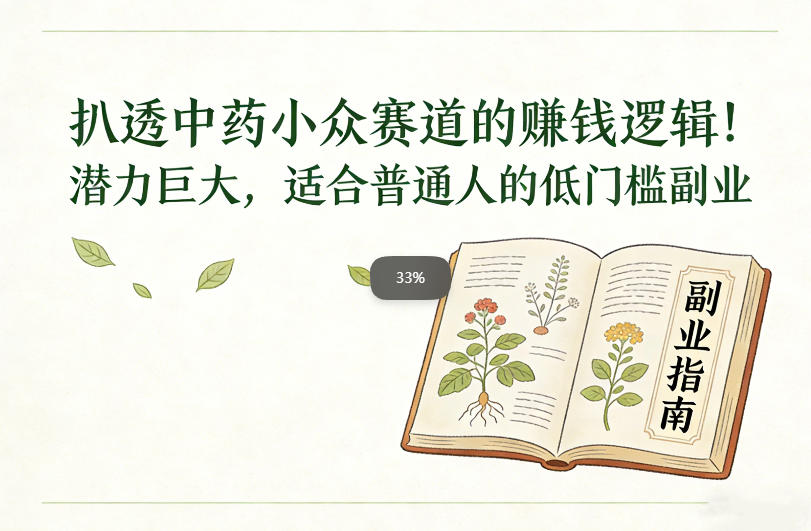 扒透中药小众赛道的賺米逻辑，潜力巨大，适合普通人的低门槛副业-大伟资源网