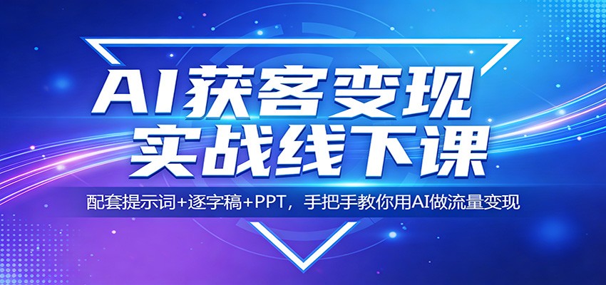 AI获客变现实战线下课：配套提示词+逐字稿+PPT，手把手教你用AI做流量变现-大伟资源网