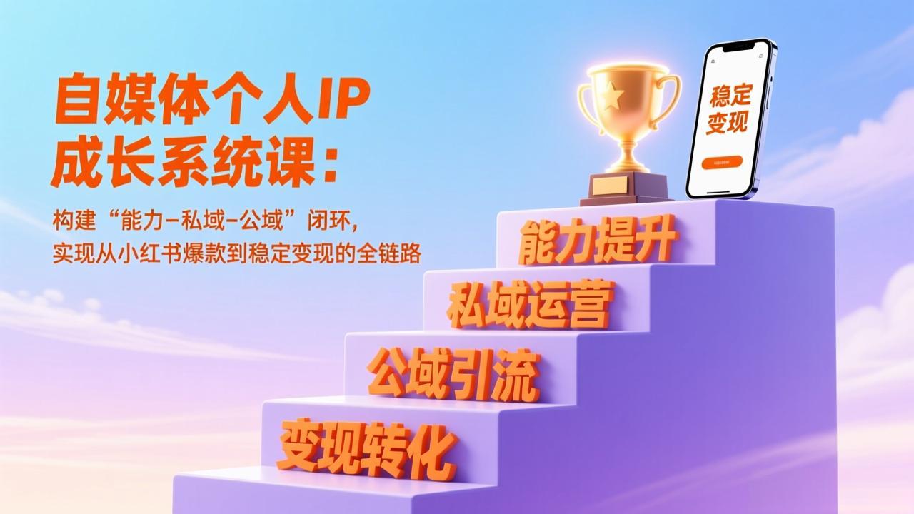 自媒体个人IP成长系统课：构建“能力-私域-公域”闭环，实现从小红书爆款到稳定变现的全链路-大伟资源网