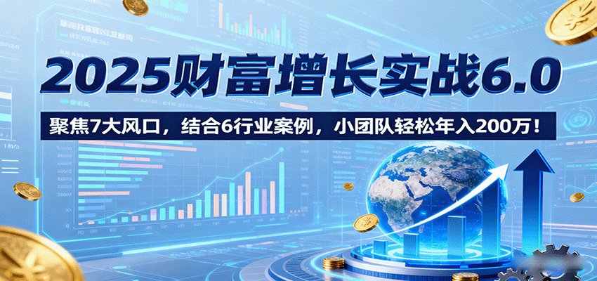 2025财富增长实战6.0，聚焦7大风口，结合6行业案例，小团队轻松年入200万！-大伟资源网