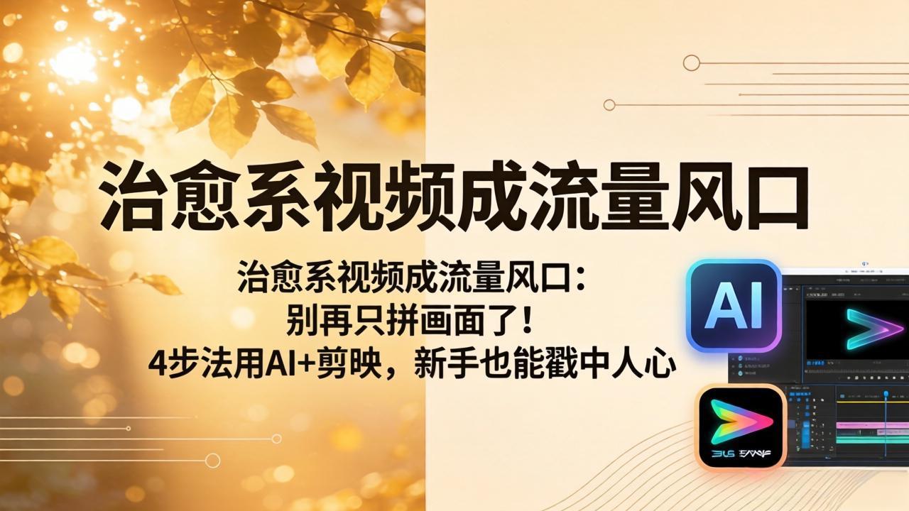 治愈系视频成流量风口：别再只拼画面了！4步法用AI+剪映，新手也能戳中人心-大伟资源网