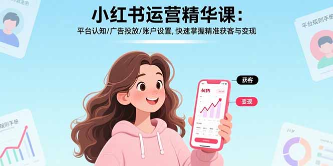 小红书运营精华课-更新：平台认知/广告投放/账户设置,快速掌握精准获客与变现-大伟资源网