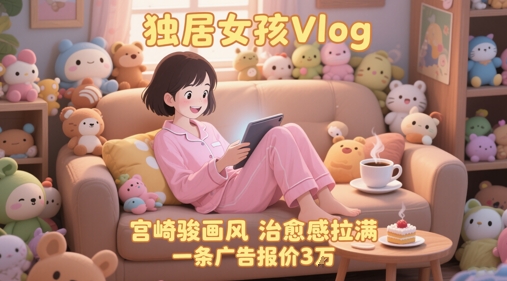 单个账号涨粉71W！用AI制作独居女孩Vlog，宫崎骏画风，治愈感拉满，一条广告报价3W-大伟资源网