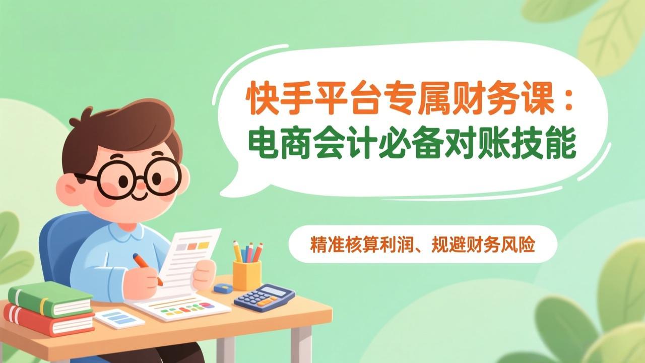 快手平台专属财务课：电商会计必备对账技能，精准核算利润、规避财务风险-大伟资源网