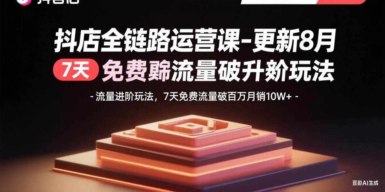 （15918期）抖店全链路运营课-更新8月：流量进阶玩法，7天免费流量破百万月销10W+-大伟资源网