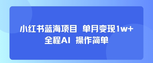 小红书蓝海项目 单月变现1w+ 全程AI 操作简单-大伟资源网