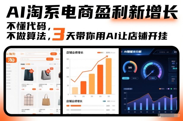 AI淘系电商盈利新增长，不懂代码，不做算法，3天带你用AI让店铺开挂-大伟资源网