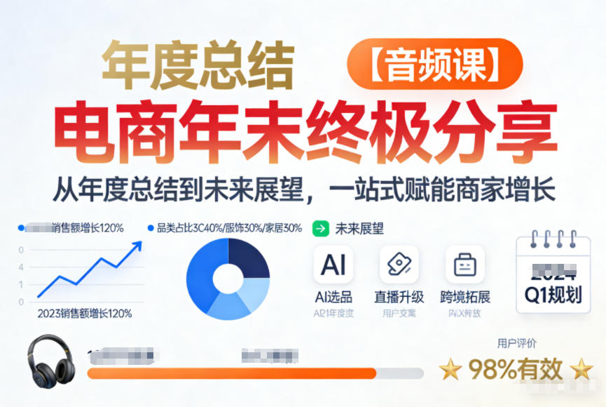 电商年未终极分享，从年度总结到未来展望，一站式赋能商家增长【音频课】-大伟资源网