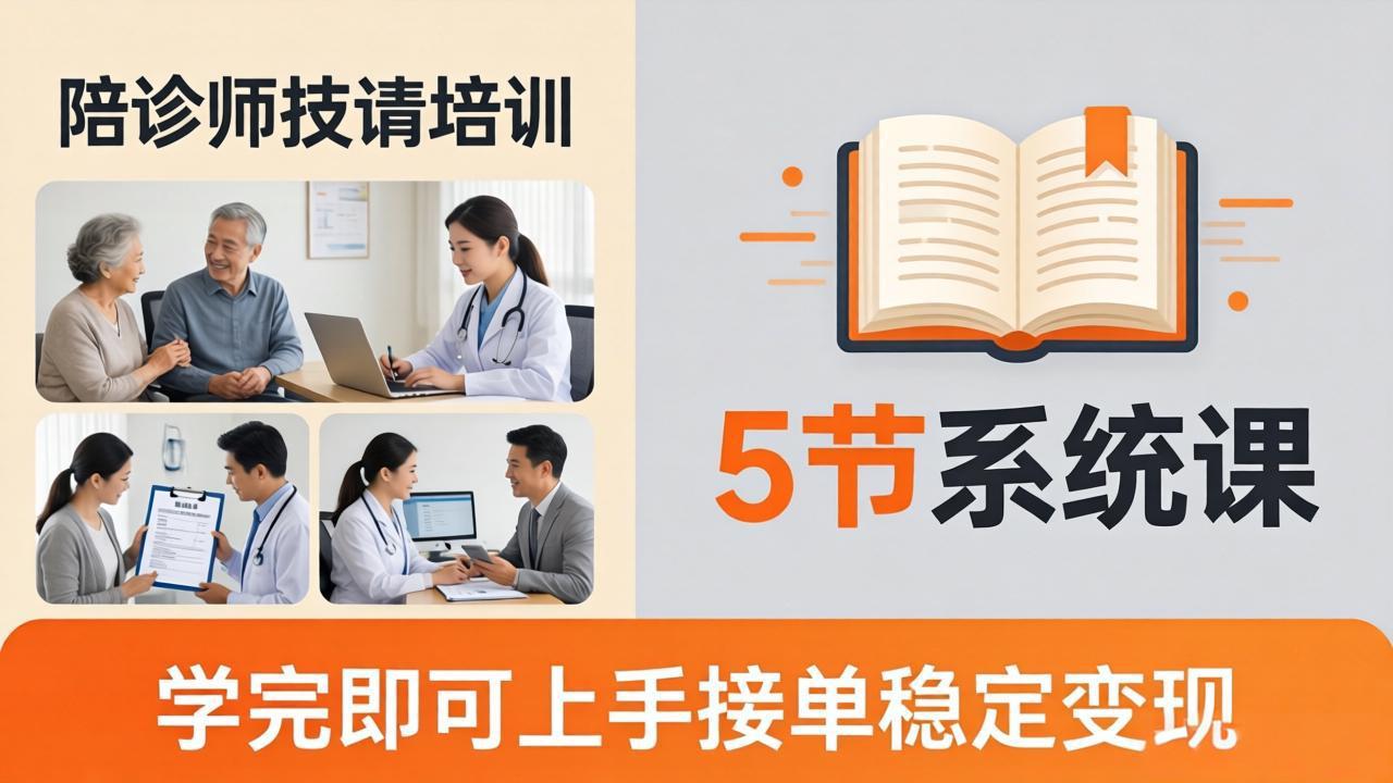 想做陪诊师不知从何下手？5节系统课教你掌握核心技能，学完即可上手接单稳定变现-大伟资源网