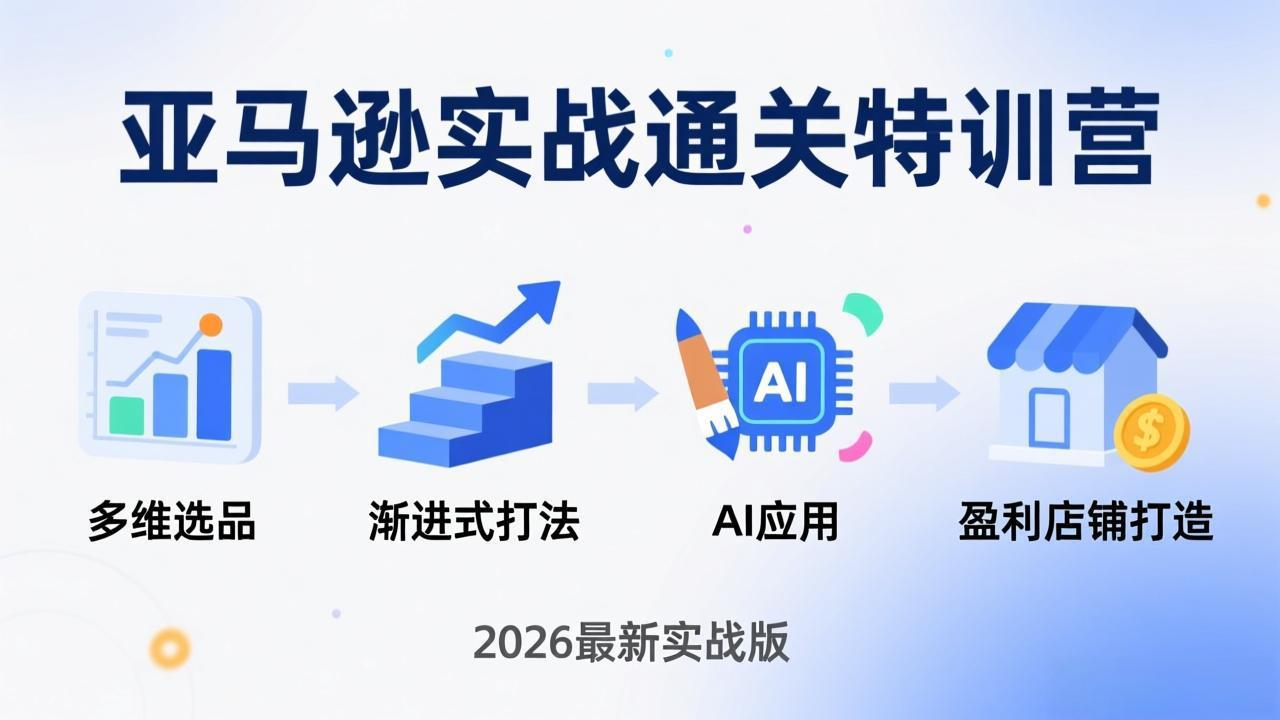 亚马逊实战通关特训营：2026年3月更新，多维选品+渐进式打法+AI应用，从0到1打造盈利店铺-大伟资源网