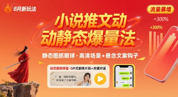 8月小说推文全新玩法，动静态图片+搭配小说文案爆量玩法-大伟资源网